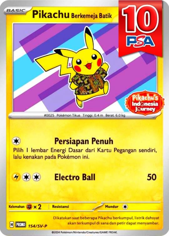 154/SV-P PROMO ピカチュウ Berkemeja Batik PSA10